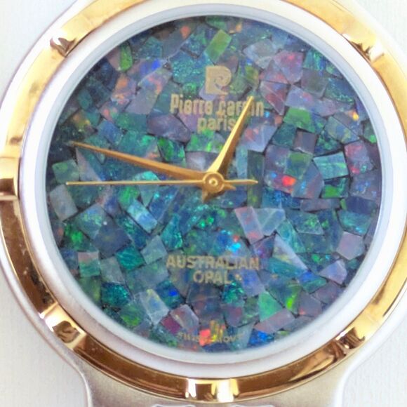 Vintage 1997 Pierre Cardin Two-Tone Australian Opal Dial Watch New Battery - Picture 6 of 12